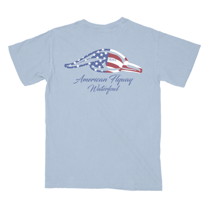 Stars and Stripes Tee - Light Blue with Pocket