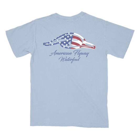 Stars and Stripes Tee - Light Blue with Pocket