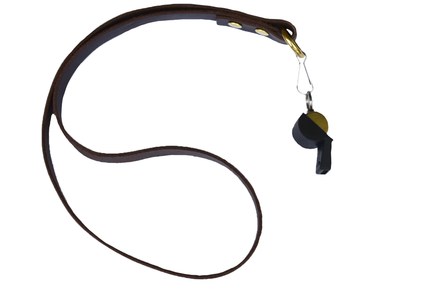 Brass/Gold Plated Dog Whistle With Leather Lanyard
