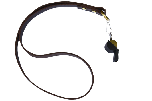 Brass/Gold Plated Dog Whistle With Leather Lanyard