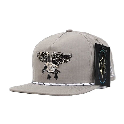 Grey with White/Black Stripe Rope Goose RipStop Hat