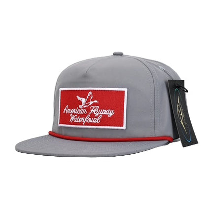 Throwback Vintage Rope Hat Grey with Patch and Red Rope